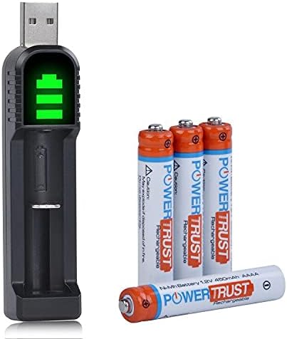 PowerTrust AAAA-Akku 4x 450mAh mit Ladegerät für Surface Pen, Stylus, Digital Pen MS - wiederaufladbar