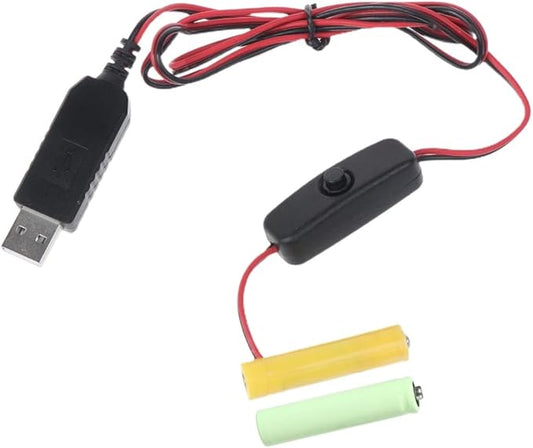 FENOHREFE USB-Stromwandler für AAA-Batterien, 3V Ausgang, ersetzt 2x 1,5V LR03 Batterien für LED-Lichter & Fernbedienungen