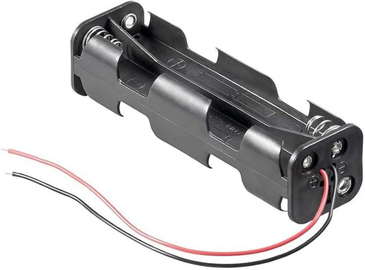 Goobay 11741 8x AA Mignon Batteriehalter Schwarz mit Kabelenden 108x31,5x29,5 mm