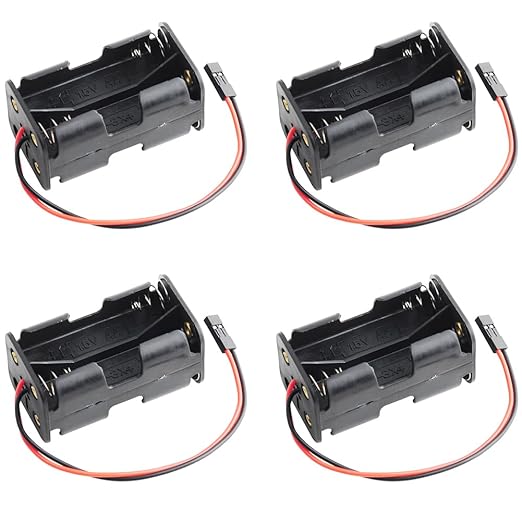 DIYmalls 4x AA Batteriehalter 6V mit JST-Stecker für Flysky Empfänger RC Servotester 4 Stück WD3283X4