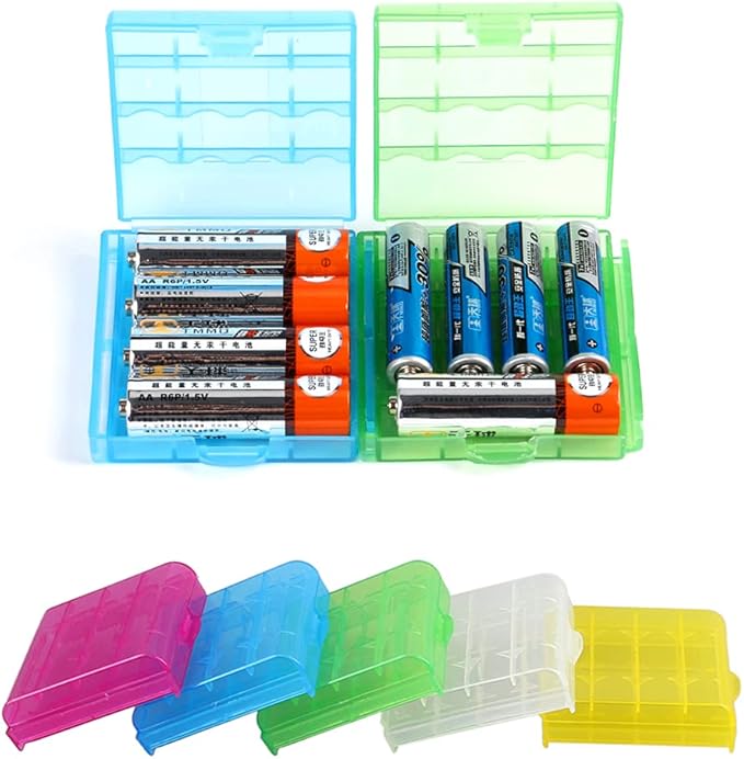 N/A HOMEJOY 6er-Set Batterie-Organizer aus Hartplastik für AA & AAA Batterien und Akkus, 6,3 x 6,3 cm