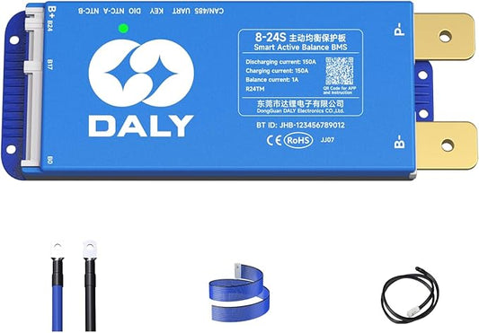 DALY Smart Active Balance BMS 150A 24V-84V 8S-24S Integriertes Bluetooth mit RS485 CAN PCB Batterieschutzplatine für Li-Ionen-LifePO4-LTO-Akkupack