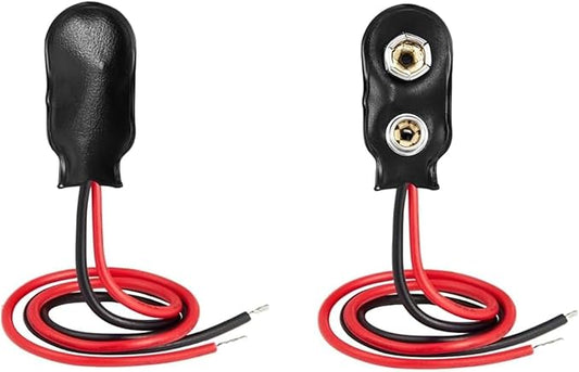 Kaiserberg KMSC-9VCLIP-2 2 Stück 9V Batterieclip I-Typ mit 10cm Anschlusskabel für Akkus und Projekte