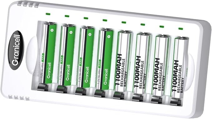 ZHUHAI TOP BATTERY CO.,LTD ZHUHAI TOP BATTERY Granicell 8x AAA Akku-Set + 8-Fach Ladestation 1100mAh mit Independent Slot Technology 2025