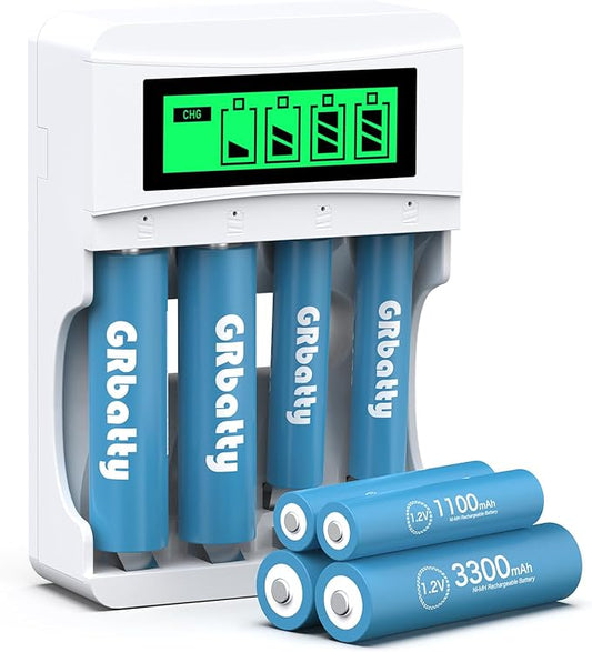Delipow 2024 NiMH Akku-Set: 4x AA 3300mAh + 4x AAA 1100mAh + LCD-Ladegerät für TV-Fernbedienung, Spielzeug & mehr