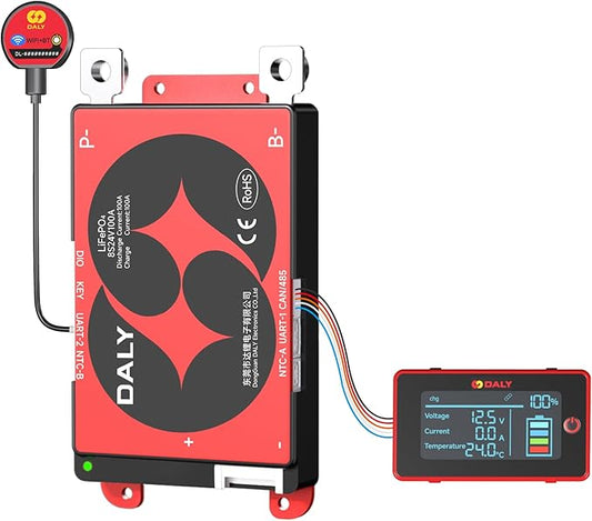 N/A DALY Smart BMS 24V 8S 100A mit 3 Zoll LCD Display, WiFi & Bluetooth, RS485/CAN für LiFePO4