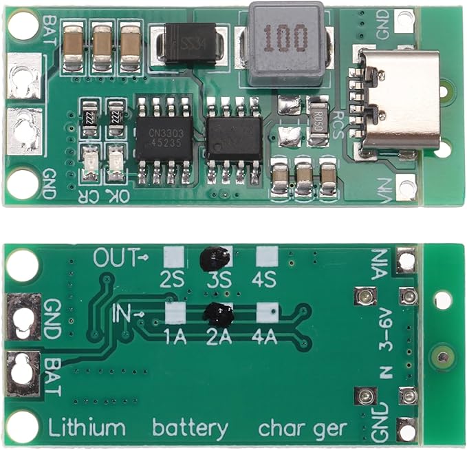 QUARKZMAN 2 Stück Lithium-Batterie-Boost-Lade-Modul Multi-Cell 2S 3S 4S Typ-C auf 8,4V 12,6V 16,8V Einstellbares Step-Up-Ladegerät-Platine für Li-Po-Polymer-Powerbank (3S 2A)