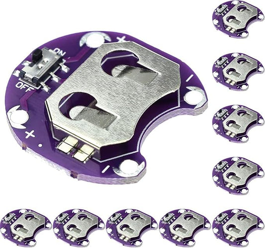 GERUI 10 Stück Knopfzellen-Batteriehalter LilyPad CR2032 mit Schiebeschalter für Arduino DIY Projekte