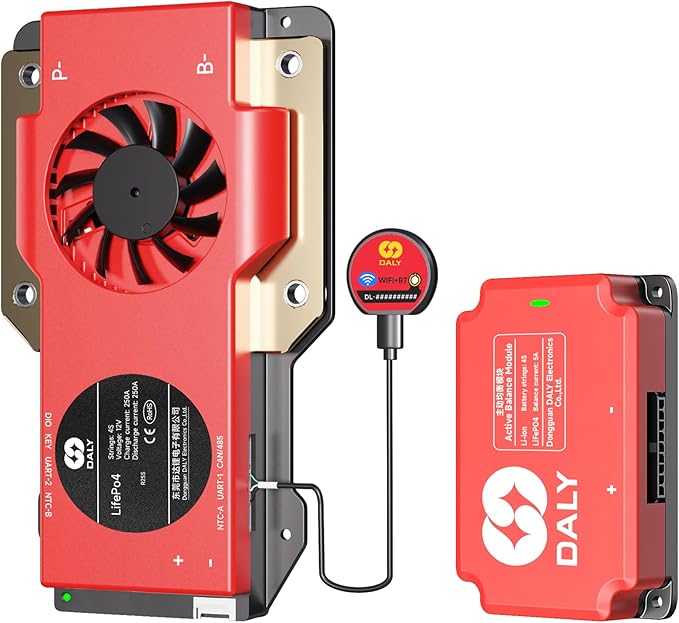 N/A DALY BMS 12V 4S 250A Smart WiFi Bluetooth BMS mit 5A Active Balancing für LiFePO4 Akkupacks, RV & tragbare Kraftwerke