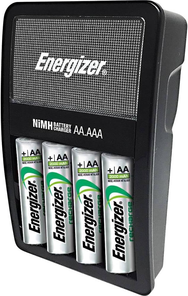 Energizer ACCU Recharge Maxi 2000 mAh Akkus mit Ladegerät, 4 Stück, 8h Ladezeit, Überladungsschutz – 2018