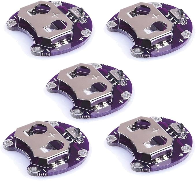 DUTTY LilyPad Knopfzellen-Batteriehalter CR2032 mit Schiebeschalter – 5 Stück Gehäuse Modul
