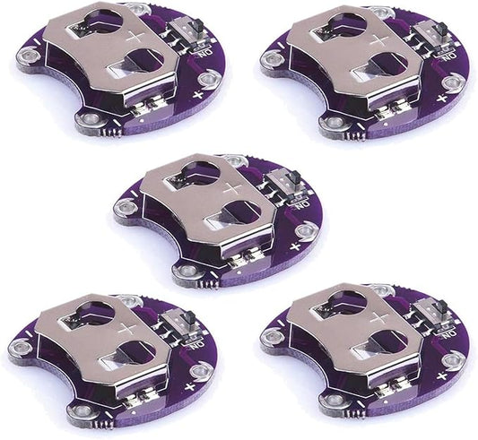 DUTTY LilyPad Knopfzellen-Batteriehalter CR2032 mit Schiebeschalter – 5 Stück Gehäuse Modul