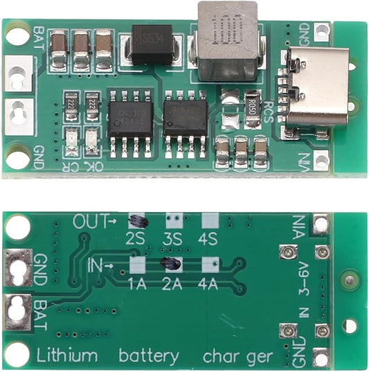 QUARKZMAN 2 Stück Lithium-Batterie-Boost-Lade-Modul Multi-Cell 2S 3S 4S Typ-C auf 8,4V 12,6V 16,8V Einstellbares Step-Up-Ladegerät-Platine für Li-Po-Polymer-Powerbank (2S 2A)