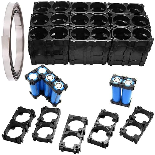 VISSQH 50 Stück 18650 Li Batteriehalter Set mit 10m Nickelstreifen für DIY Li-Ionen-Batteriepacks