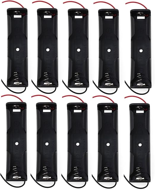 KEESIN 18650 Batteriehalter 1 Slot × 10 Stück mit Kabelbindern und Wire Leads für 3.7V Akkus - KS182-10S1