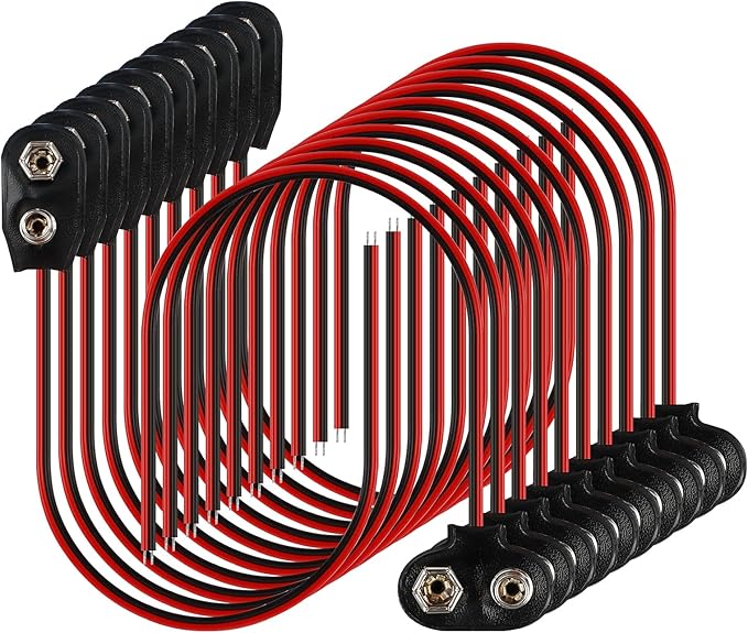 YUEYUAN 40 Stück 9V Batterie Clip Anschlusskabel mit PU-Leder für Alkalibatterien, Spielzeuge, Telefone und Beleuchtungskörper – UK23