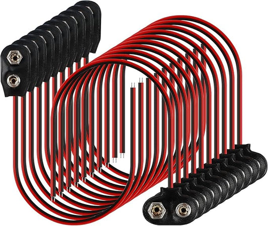 YUEYUAN 40 Stück 9V Batterie Clip Anschlusskabel mit PU-Leder für Alkalibatterien, Spielzeuge, Telefone und Beleuchtungskörper – UK23