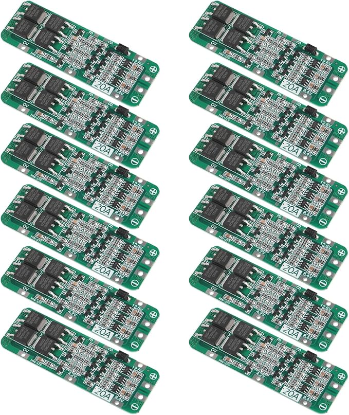 GTIWUNG 3S 20A 12,6V BMS Schutzplatine 12 Stück - Lithium Akku Schutzboard 18650 Modul Anti-Überladung/Überentladung – T754
