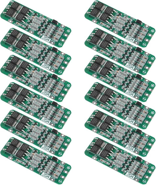 GTIWUNG 3S 20A 12,6V BMS Schutzplatine 12 Stück - Lithium Akku Schutzboard 18650 Modul Anti-Überladung/Überentladung – T754