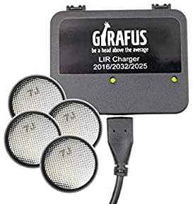 Girafus USB Knopfzellen Ladegerät für LIR-2032/2016/2025 Akkus inkl. 4x LiR2032 3.7V 2025 – 4260462370387