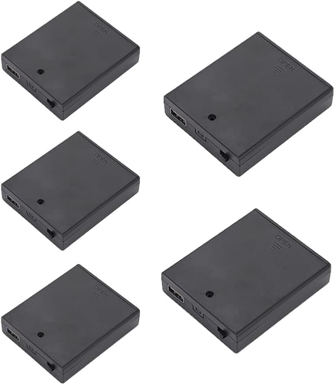GERUI ABS-1 6V AA Batteriehalter-Set mit USB-Buchse, Schalter & Abdeckung, 5x 1.5V Gehäuse für einfache Montage