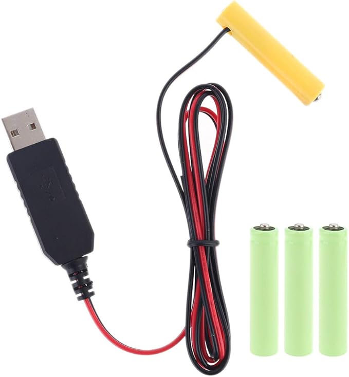 Maxtonser LR03 AAA Battery Eliminator USB Power Supply Cable Replace 1 to 4pcs AAA Battery for Electric Toy Flashlight Clock LED,Data Cable