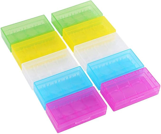 Hakeeta 18650 Batteriebox 10 Stück 5 Farben transparent - Aufbewahrungsbox für 18650 und 18350 Akkus