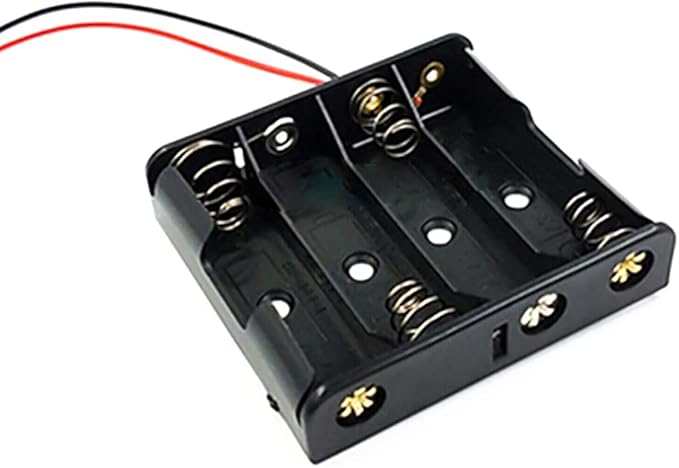 6er Pack Batteriehalter für 5 AA-Batterien, parallel und in Serie verbunden, mit Kabel, schwarz