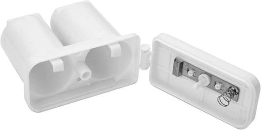 Onpira Batteriehalter weiß für 2x Mono-Zelle Typ D (2019) - 90x90x42mm, abschließbar, 6,3mm Flachstecker