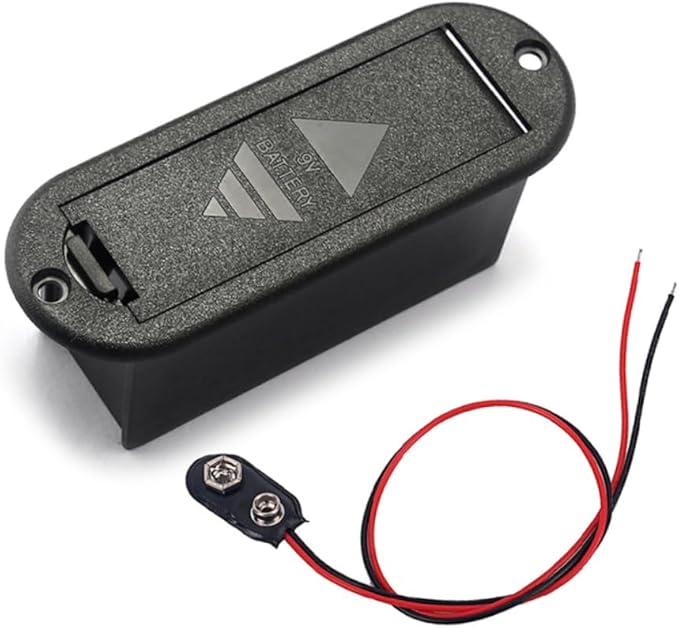 OSALADI 9V Gitarren-Batteriegehäuse aus Messing mit Anschlusskabel, horizontaler Akkuträger für Gitarrenbass – 38CYW0AQK49085BUXLX