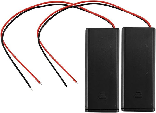 Flisdtry 2x AAA 3V Batteriehalter Gehäuse mit An/Aus Schalter & Kabel - 6,2x2,5x1,5 cm – 058604