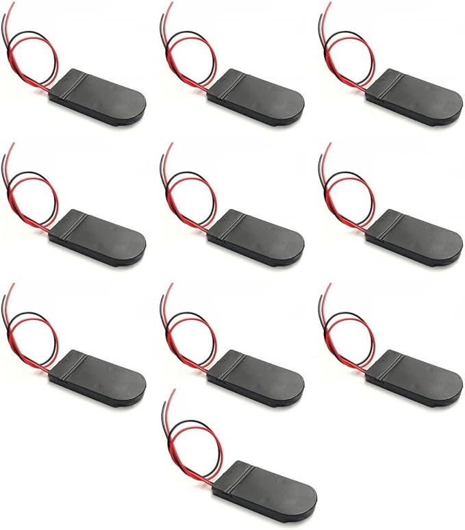 JZK-M467868U JZK 10 Stück CR2032 Batteriehalter mit Schalter & Kabel, 2x3V Knopfzellenhalter aus Kunststoff, 15cm Draht, 77978