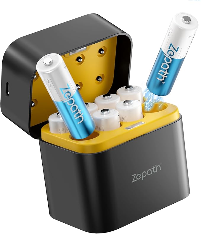 BATZONE 2024 AA Lithium Akkus 8er-Pack mit Ladegerät, 3000mWh 1.5V wiederaufladbare Batterien & Ladestation