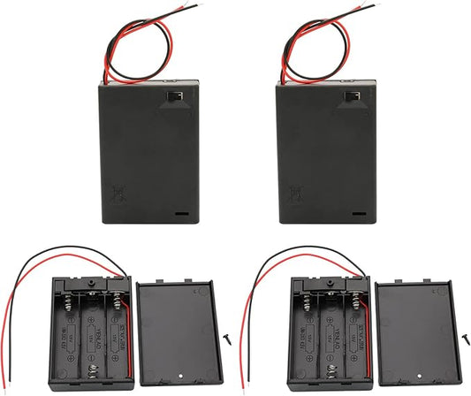 Raogoodcx® Raogoodcx 4,5 V AA-Batteriehalter mit An-/Aus-Schalter, 3x1,5 V AA, Kabelleitungen & Schrauben (4 Stück) – 5VAA-4