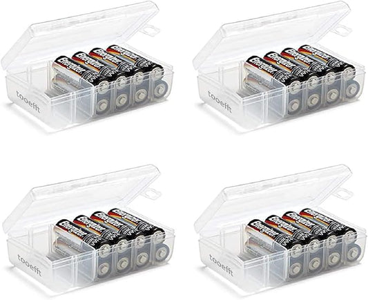 Tooefft 4er-Set Batterie-Boxen Organizer für AA & AAA (2x12 Stück) transparent – B0CNV8X1G1