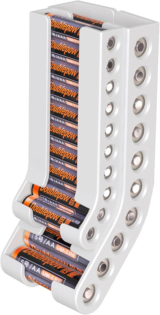 N/A Batteriehalter für 10 AA & 10 AAA Batterien, Wandmontierter Batterie-Organizer, Aufbewahrungsbehälter ohne Batterien – B0CVV474MM