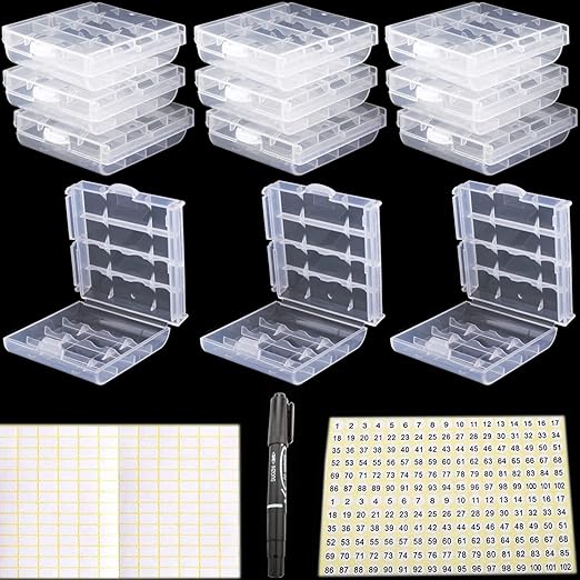 RUNCCI-YUN 12x Batteriebox für AA und AAA, Aufbewahrungsbox für 4 AA/5 AAA Batterien, Kunststoff