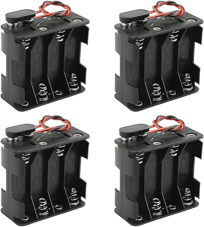 WMYCONGCONG 4er-Pack AA-Batteriehalter für 8x1,5V mit 9V-Schnappverbinder und Kabel für LED-Lichtbänder