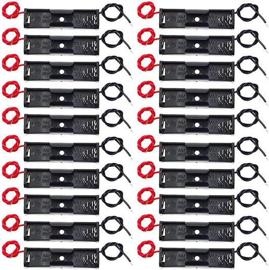 AEDIKO AA Batteriehalter 1x1,5V mit Anschlussdrähten 15cm für Elektronik & DIY-Projekte