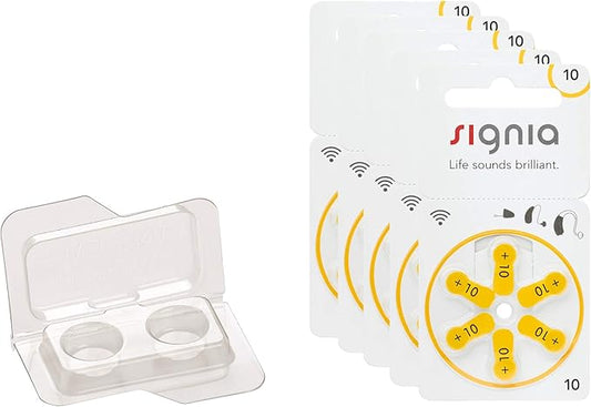 Nein Auslaufartikel (Produktion durch Siemens Signia Typ 10 Hörgerätebatterien Gelb | 30er Pack | Zink-Luft | Extra langlebig & leistungsstark