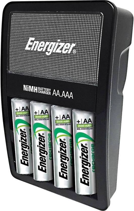 Energizer ACCU Recharge Maxi 2000 mAh Akkus mit Ladegerät, 4 Stück, 8h Ladezeit, Überladungsschutz – 2018