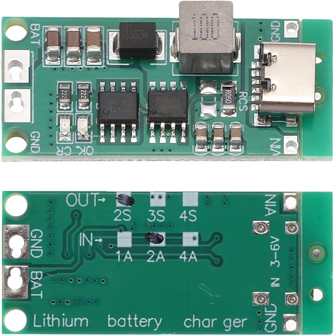 QUARKZMAN 2 Stück Lithium-Batterie-Boost-Lade-Modul Multi-Cell 2S 3S 4S Typ-C auf 8,4V 12,6V 16,8V Einstellbares Step-Up-Ladegerät-Platine für Li-Po-Polymer-Powerbank (2S 2A)
