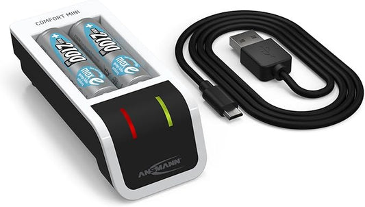 Ansmann Comfort Mini Akku-Ladegerät inkl. 2x AA Mignon 2100 mAh mit Perfect-7-Ladetechnologie & Repair-Modus – 1001-0091-01