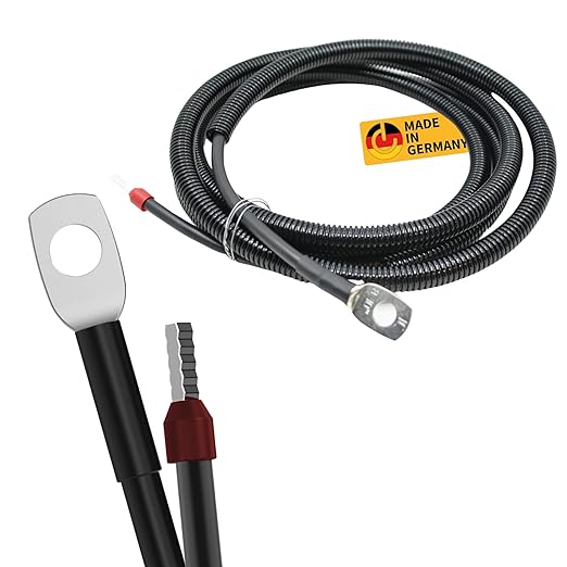 CamperPower 2m Anschlusskabel für Batterie bis 30A | 10mm² Querschnitt mit M8-Öse und Aderendhülse | Made in Germany – CAMPERPOWER