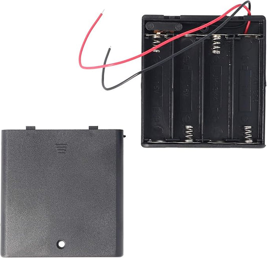 AccuCell Batteriehalter für 4x AA Mignon Batterien oder Akkus mit Deckel, Kabel und Schalter 2018